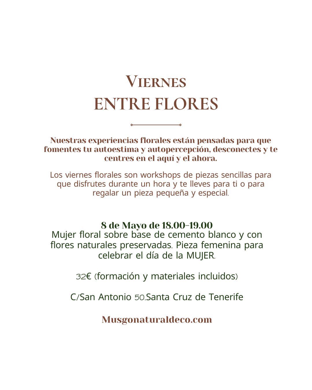Viernes Floral. MUJER de Flores preservadas   8 Mayo 2026